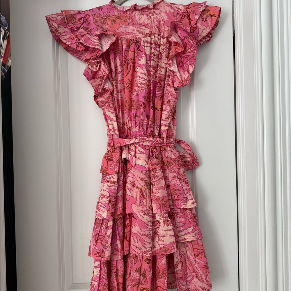 Ulla Johnson Pink Patterned Ruffle Mini Dress - image 4